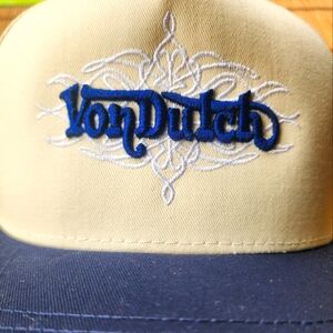 Brand New Von Dutch Cream and Blue Chopper SnapBack